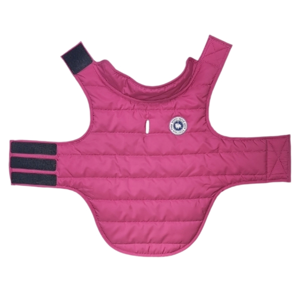 North Fetch Athletics Pink Puffer Dog Vest Jacket Size Medium Winter Pet Coat